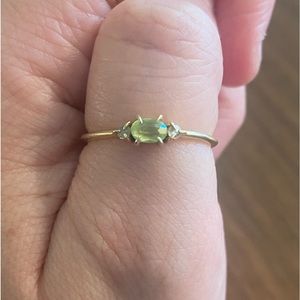 Vito’s Gems x Catbird peridot and diamond ring size 9